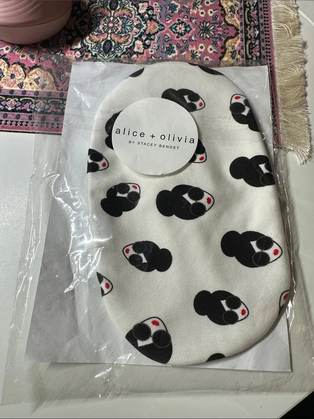 alice + olivia White and Black Face Mask with Sunglass Face Print